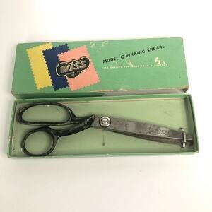 Vintage wiss model C pinking shears in original box USA 1950s zig zag cut craft